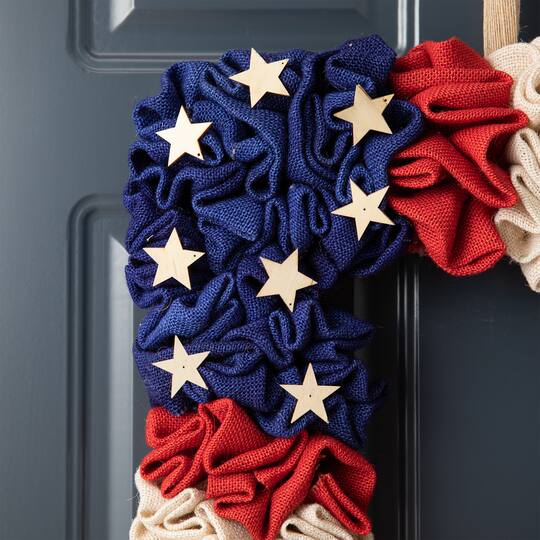 Glitzhome® 19" American Flag Square Fabric Wreath